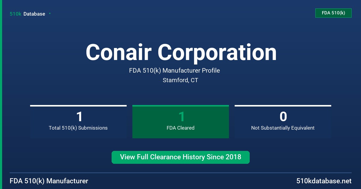 Conair Corporation FDA 510(k) Manufacturer Profile