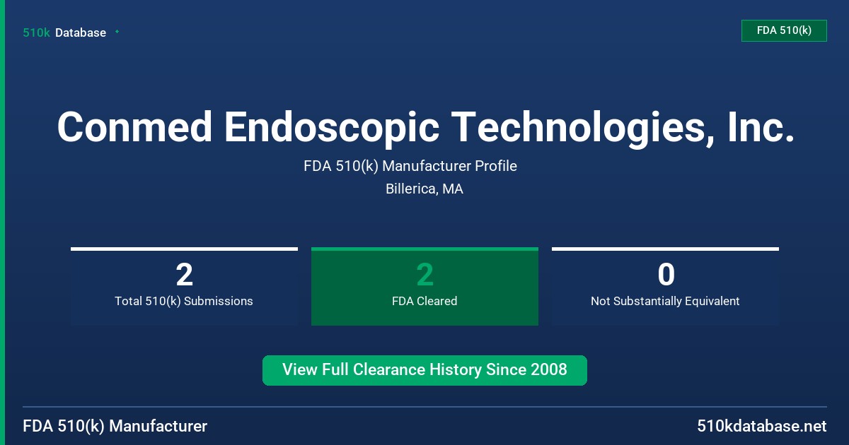 Conmed Endoscopic Technologies, Inc. FDA 510(k) Manufacturer Profile