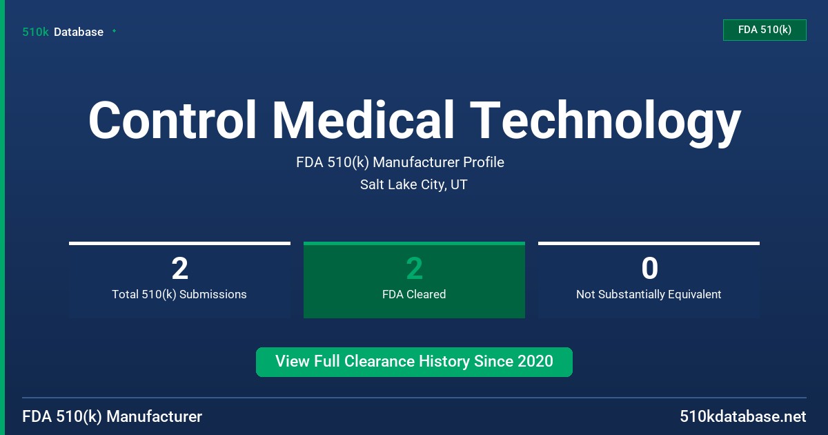 Control Medical Technology FDA 510(k) Manufacturer Profile