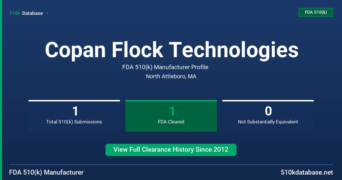 Copan Flock Technologies FDA 510(k) Manufacturer Profile