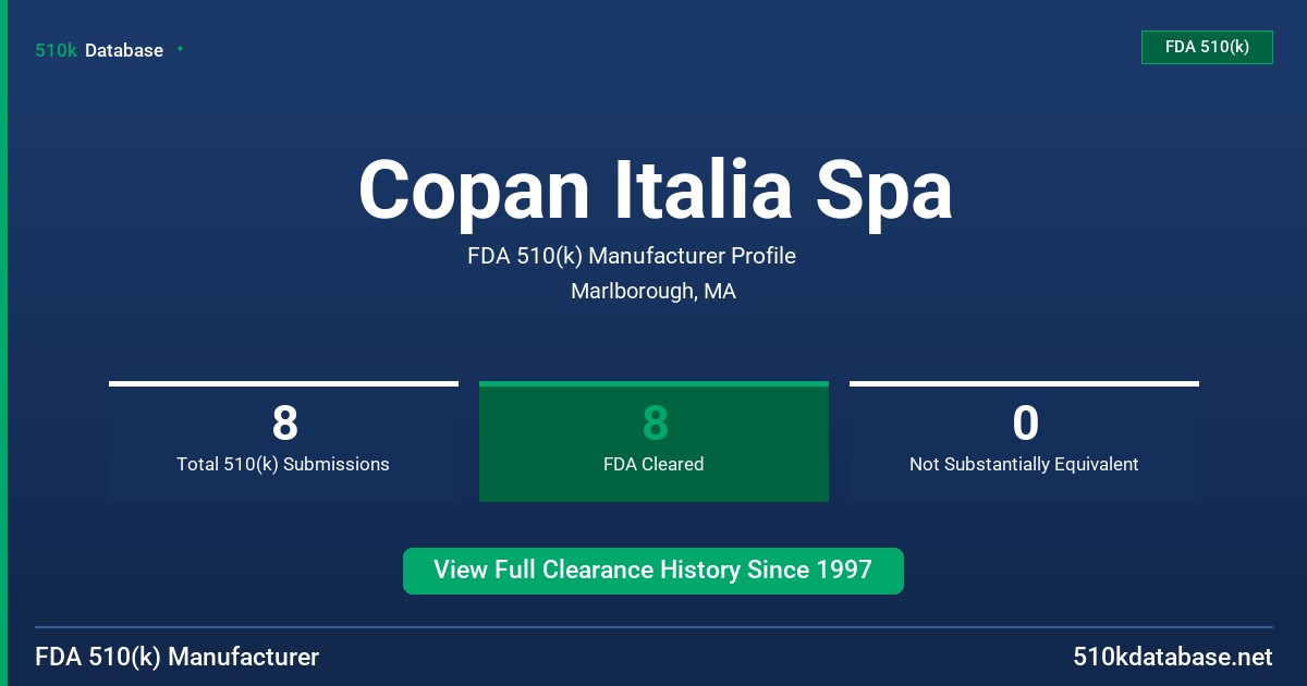 Copan Italia Spa FDA 510(k) Manufacturer Profile