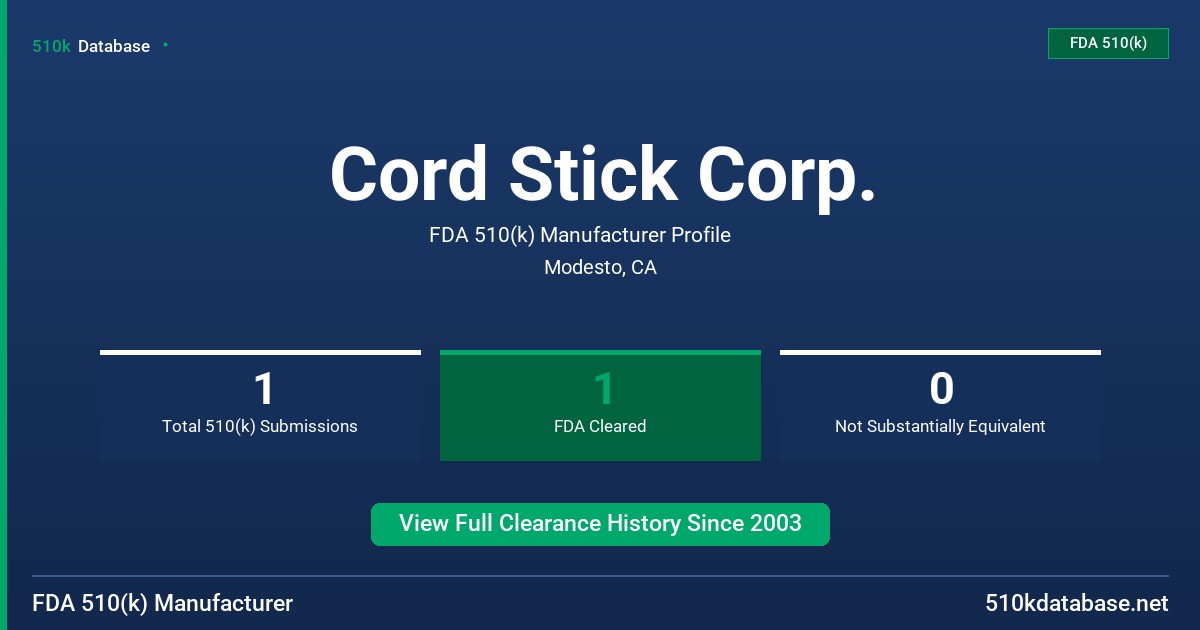 Cord Stick Corp. FDA 510(k) Manufacturer Profile