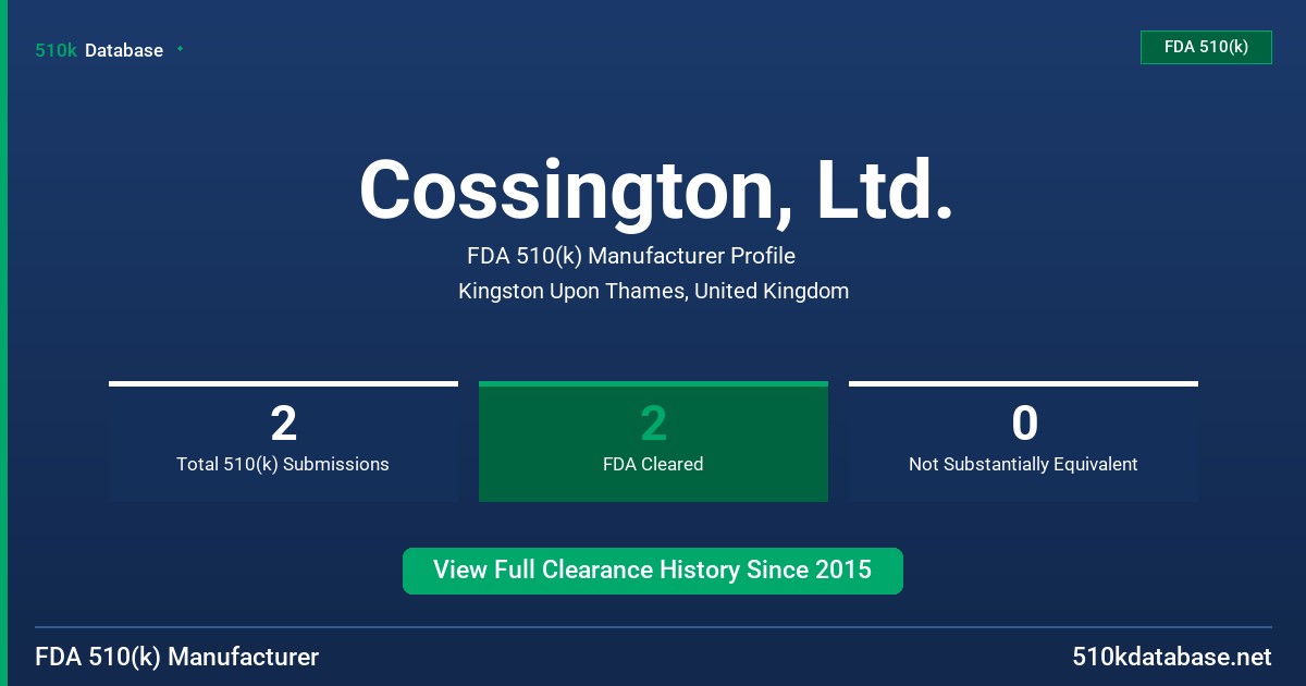 Cossington, Ltd. FDA 510(k) Manufacturer Profile