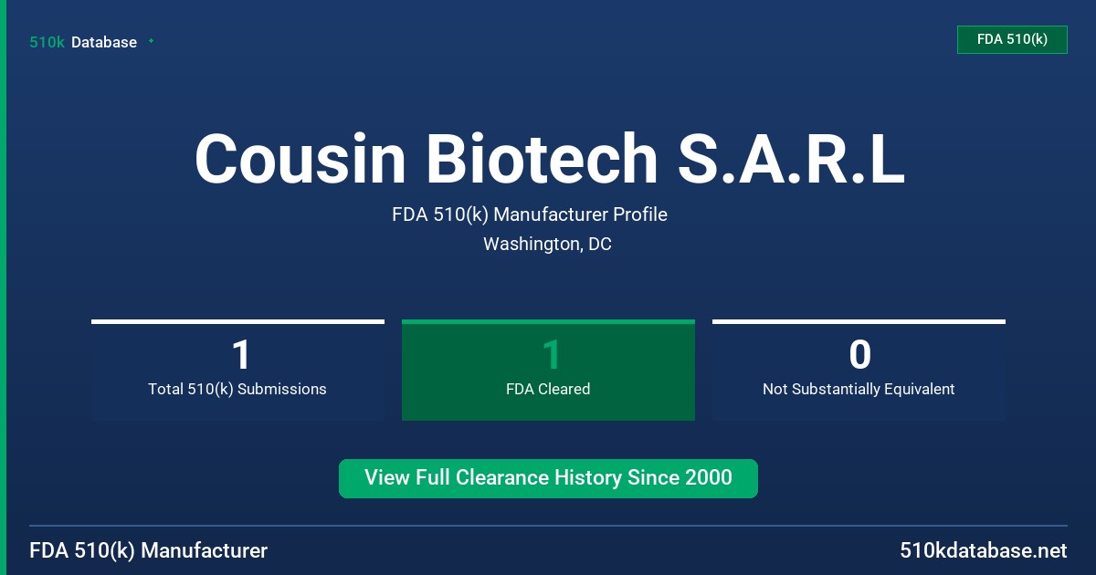 Cousin Biotech S.A.R.L FDA 510(k) Manufacturer Profile