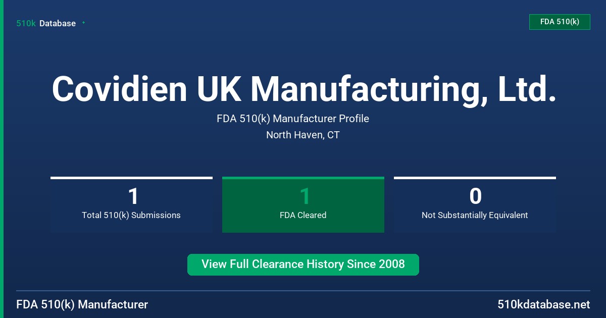 Covidien UK Manufacturing, Ltd. FDA 510(k) Manufacturer Profile