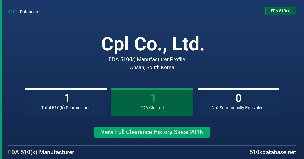 Cpl Co., Ltd. FDA 510(k) Manufacturer Profile