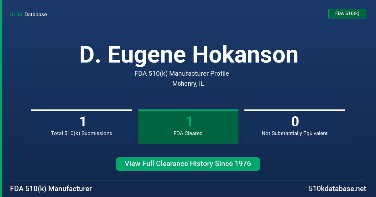 D. Eugene Hokanson FDA 510(k) Manufacturer Profile