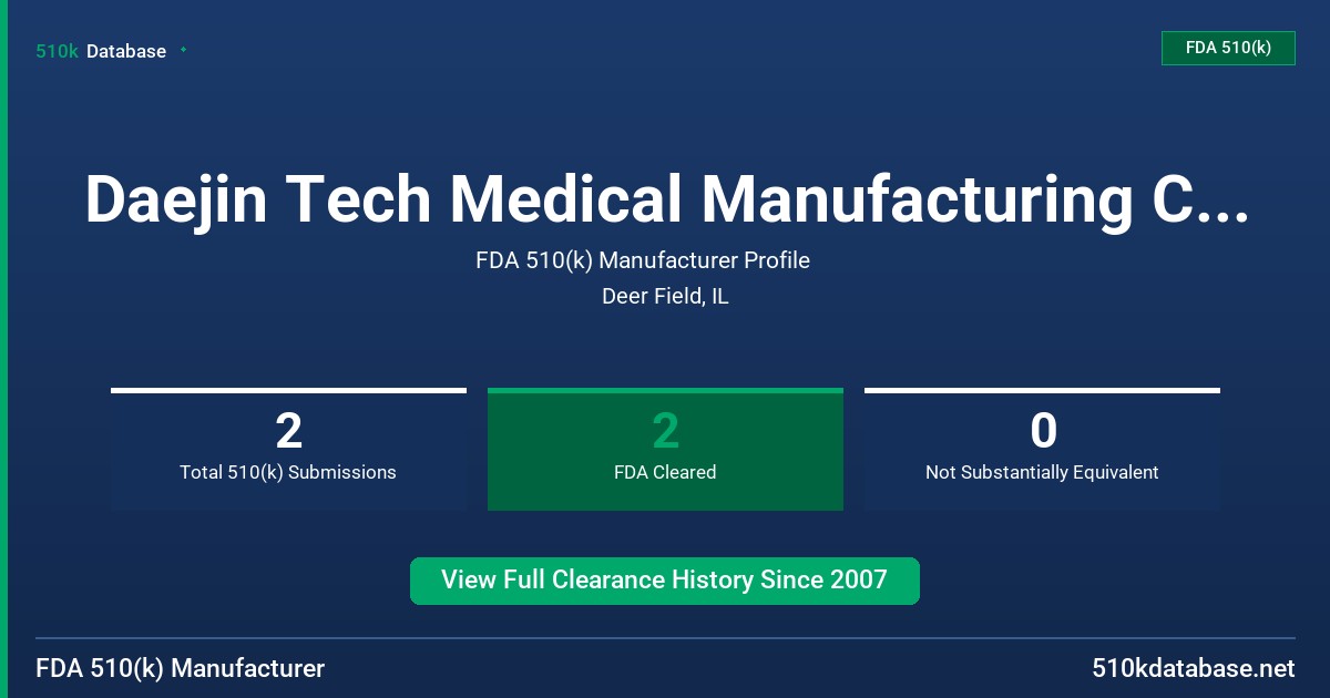 Daejin Tech Medical Manufacturing Co., Ltd. FDA 510(k) Manufacturer Profile
