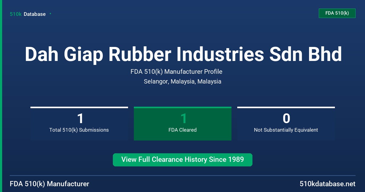 Dah Giap Rubber Industries Sdn Bhd FDA 510(k) Manufacturer Profile