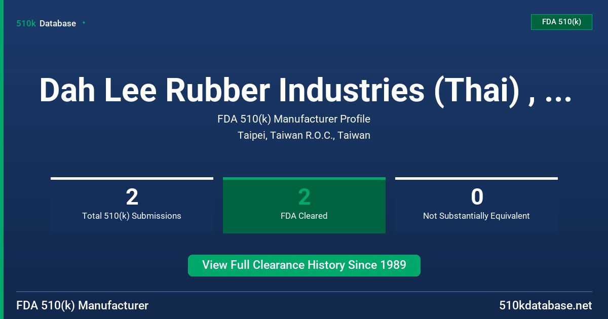 Dah Lee Rubber Industries (Thai) , Ltd. FDA 510(k) Manufacturer Profile