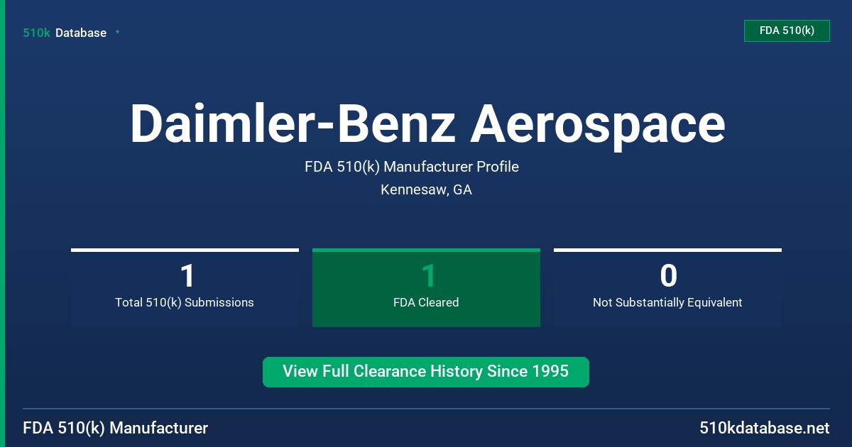 Daimler-Benz Aerospace FDA 510(k) Manufacturer Profile