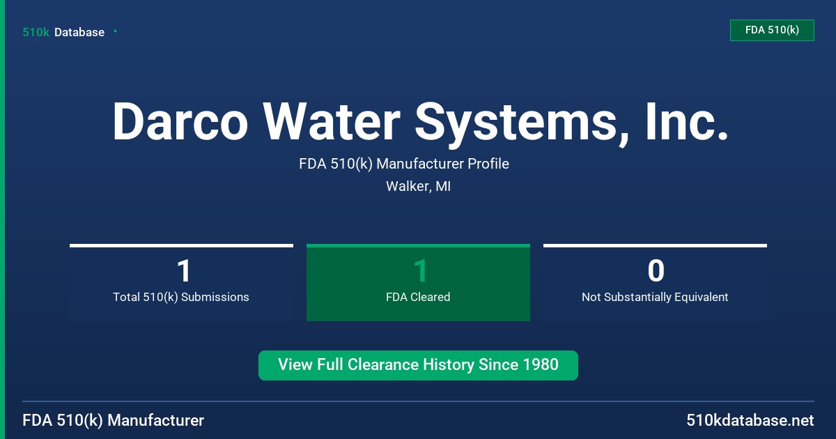 Darco Water Systems, Inc. FDA 510(k) Manufacturer Profile