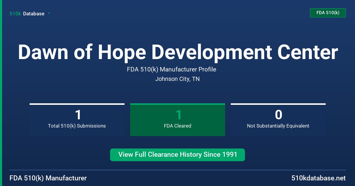 Dawn of Hope Development Center FDA 510(k) Manufacturer Profile