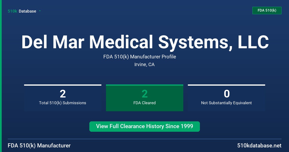 Del Mar Medical Systems, LLC FDA 510(k) Manufacturer Profile
