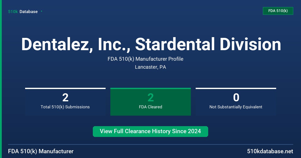 Dentalez, Inc., Stardental Division FDA 510(k) Manufacturer Profile