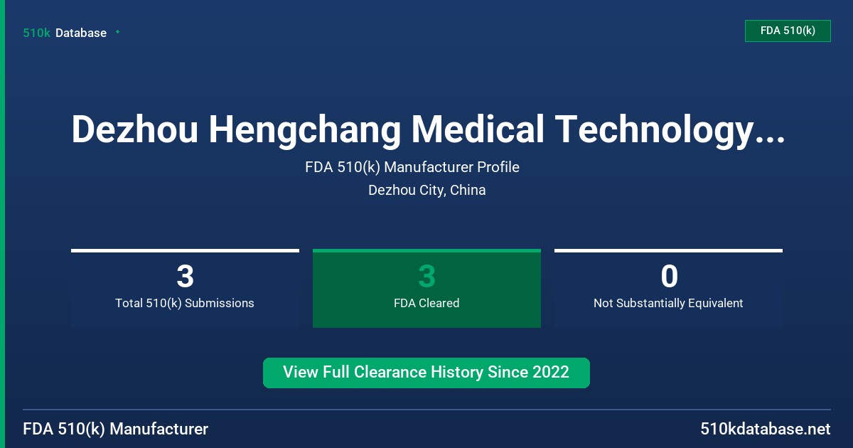 Dezhou Hengchang Medical Technology Co., Ltd. FDA 510(k) Manufacturer Profile
