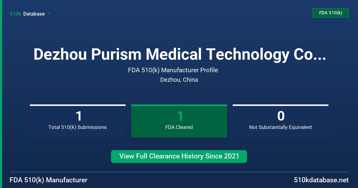 Dezhou Purism Medical Technology Co., Ltd. FDA 510(k) Manufacturer Profile
