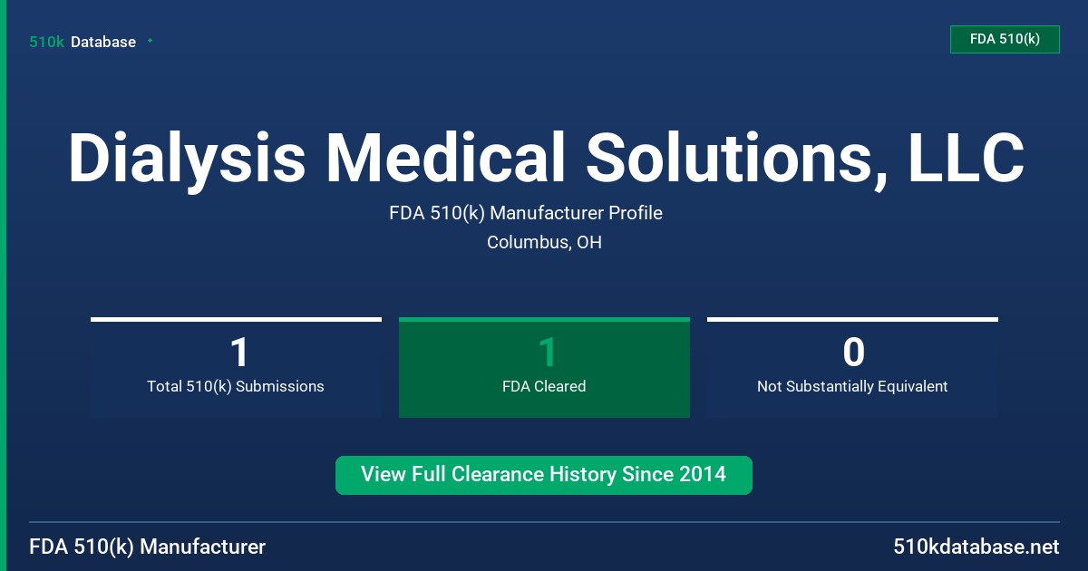 Dialysis Medical Solutions, LLC FDA 510(k) Manufacturer Profile