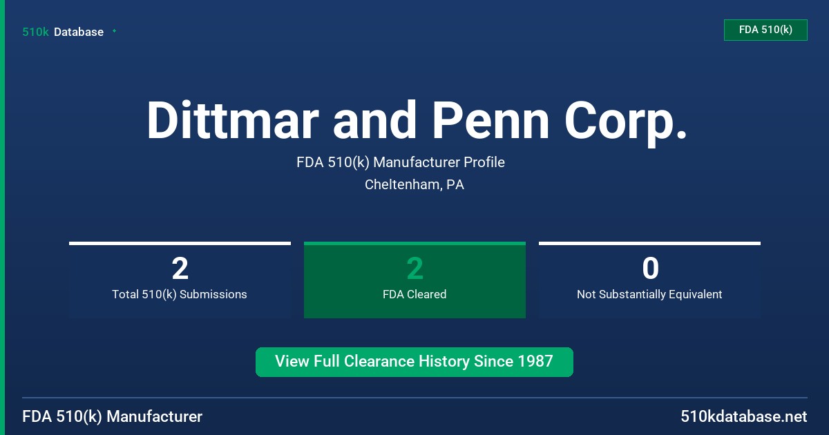 Dittmar and Penn Corp. FDA 510(k) Manufacturer Profile
