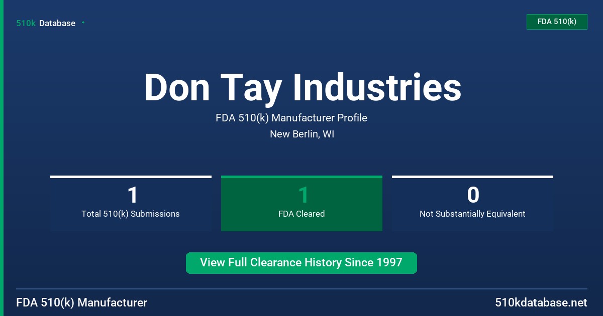 Don Tay Industries FDA 510(k) Manufacturer Profile