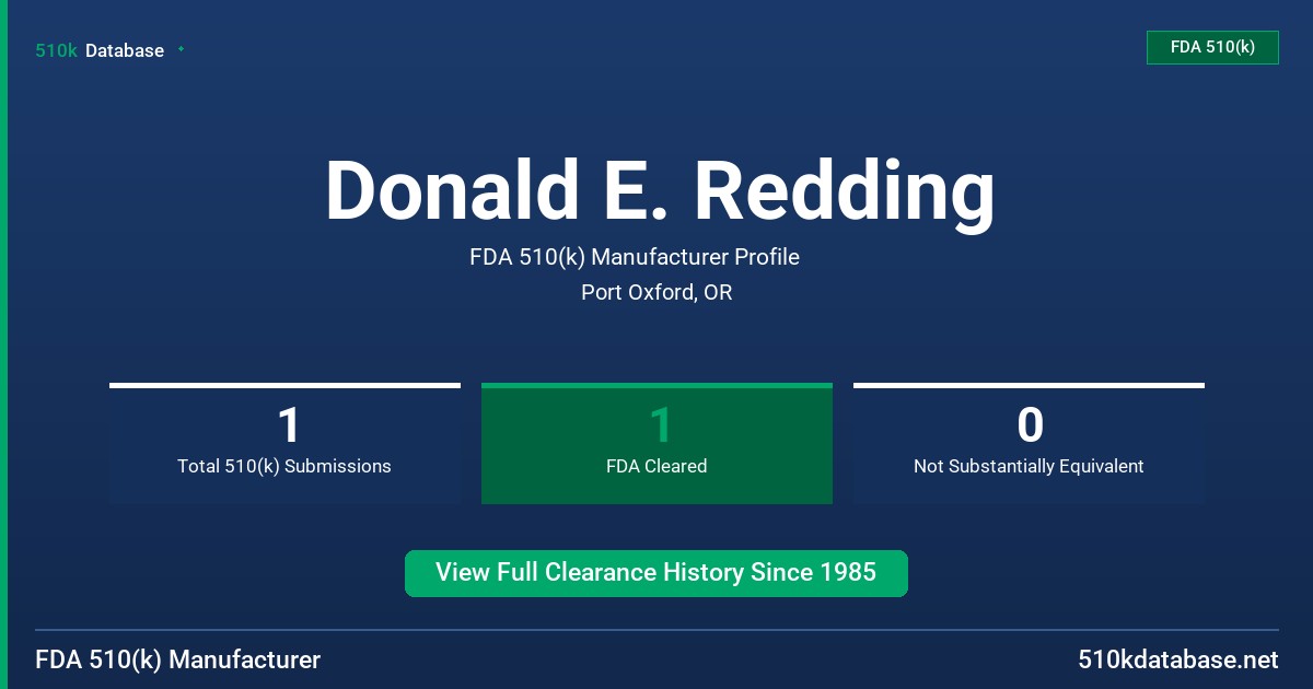 Donald E. Redding FDA 510(k) Manufacturer Profile
