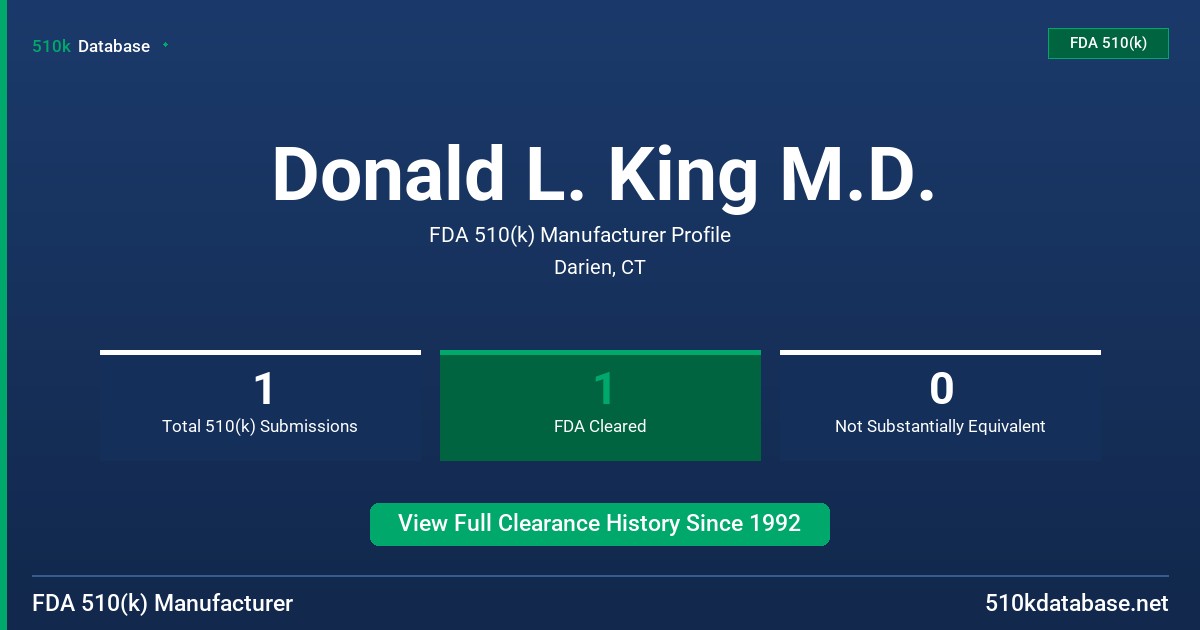Donald L. King M.D. FDA 510(k) Manufacturer Profile