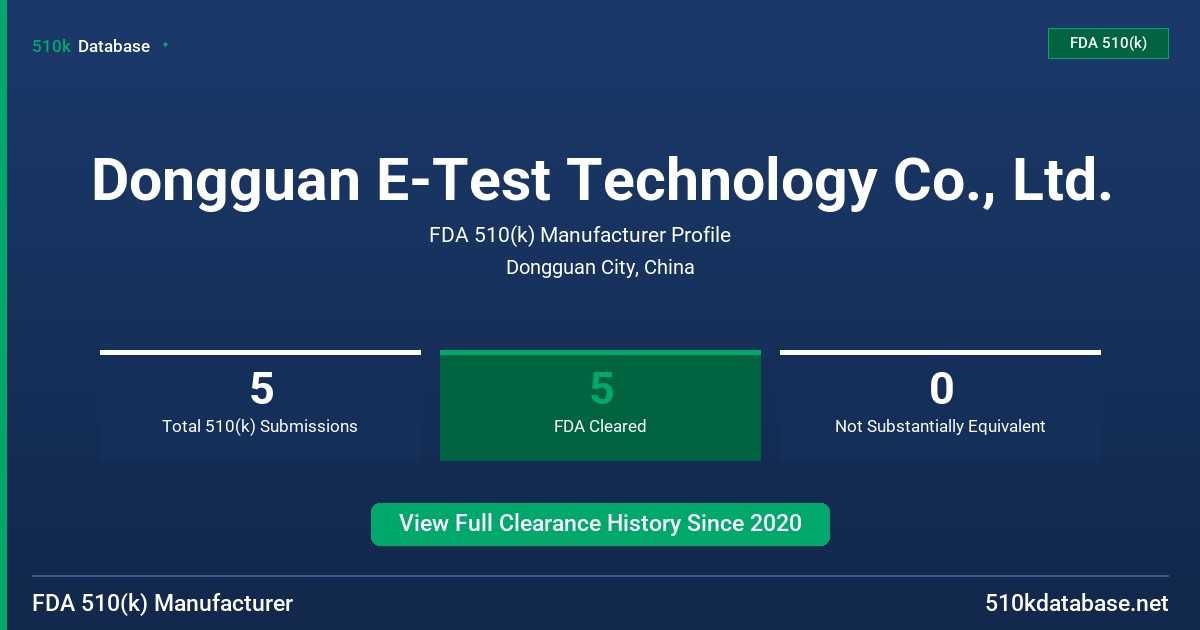 Dongguan E-Test Technology Co., Ltd. FDA 510(k) Manufacturer Profile