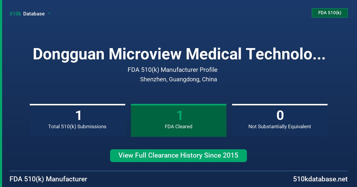Dongguan Microview Medical Technology Co., Ltd. FDA 510(k) Manufacturer Profile