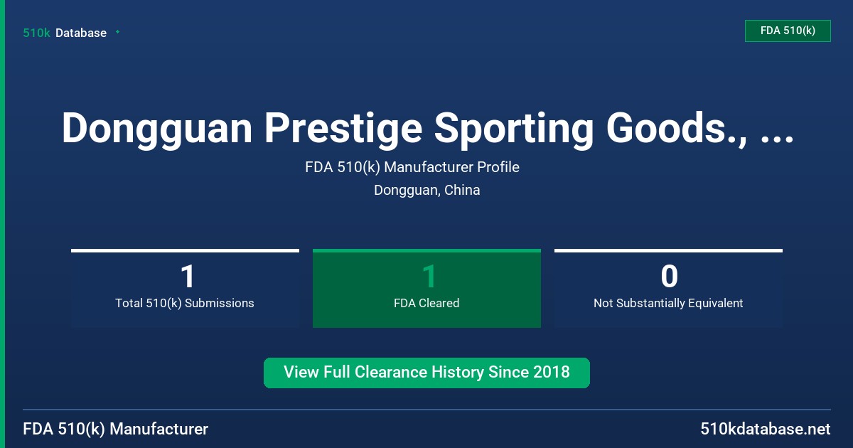 Dongguan Prestige Sporting Goods., Ltd. FDA 510(k) Manufacturer Profile