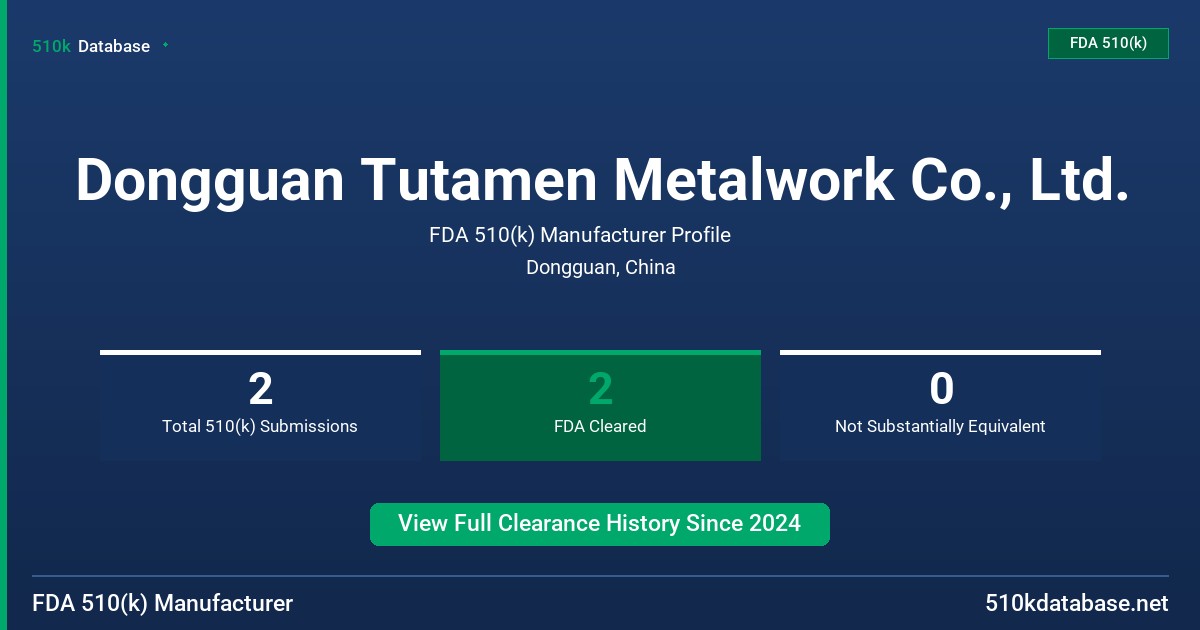 Dongguan Tutamen Metalwork Co., Ltd. FDA 510(k) Manufacturer Profile