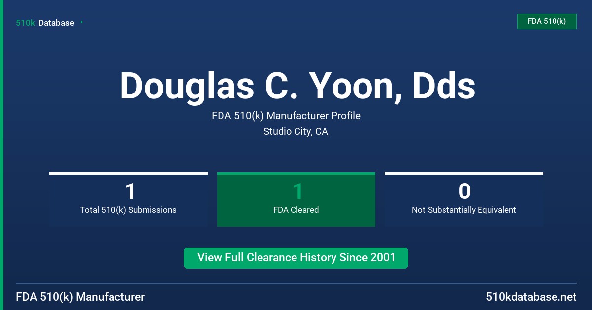 Douglas C. Yoon, Dds FDA 510(k) Manufacturer Profile