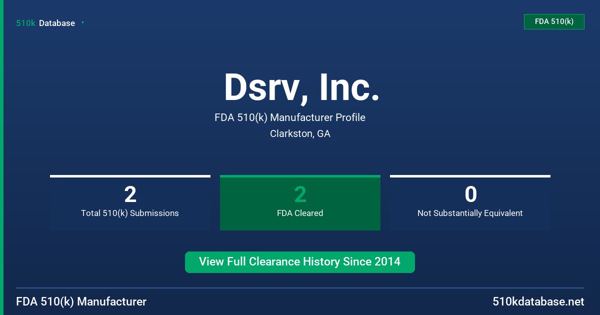 Dsrv, Inc. FDA 510(k) Manufacturer Profile
