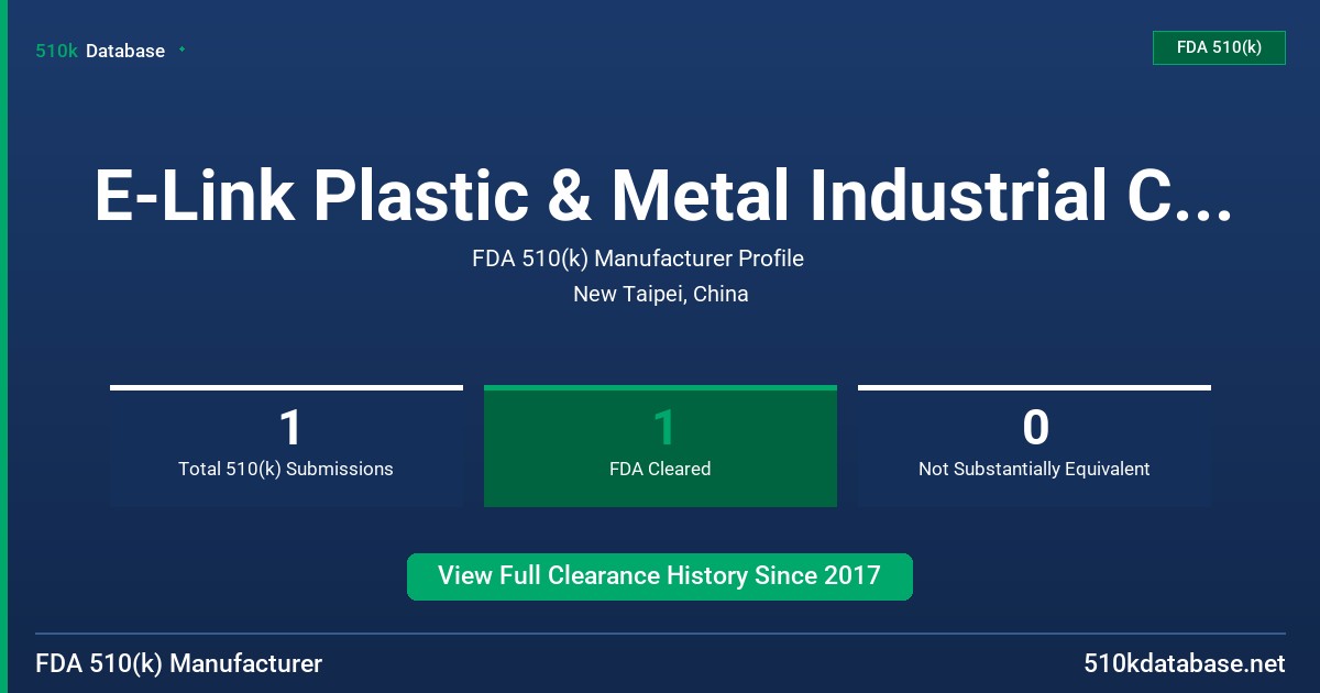 E-Link Plastic & Metal Industrial Co.,Ltd FDA 510(k) Manufacturer Profile