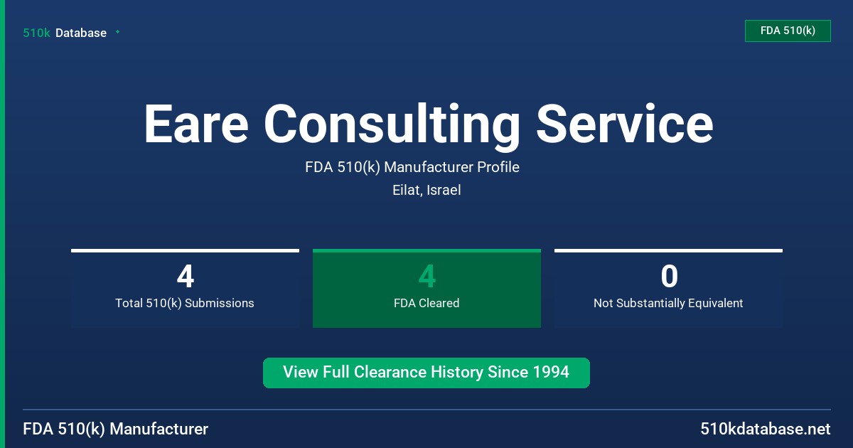 Eare Consulting Service FDA 510(k) Manufacturer Profile