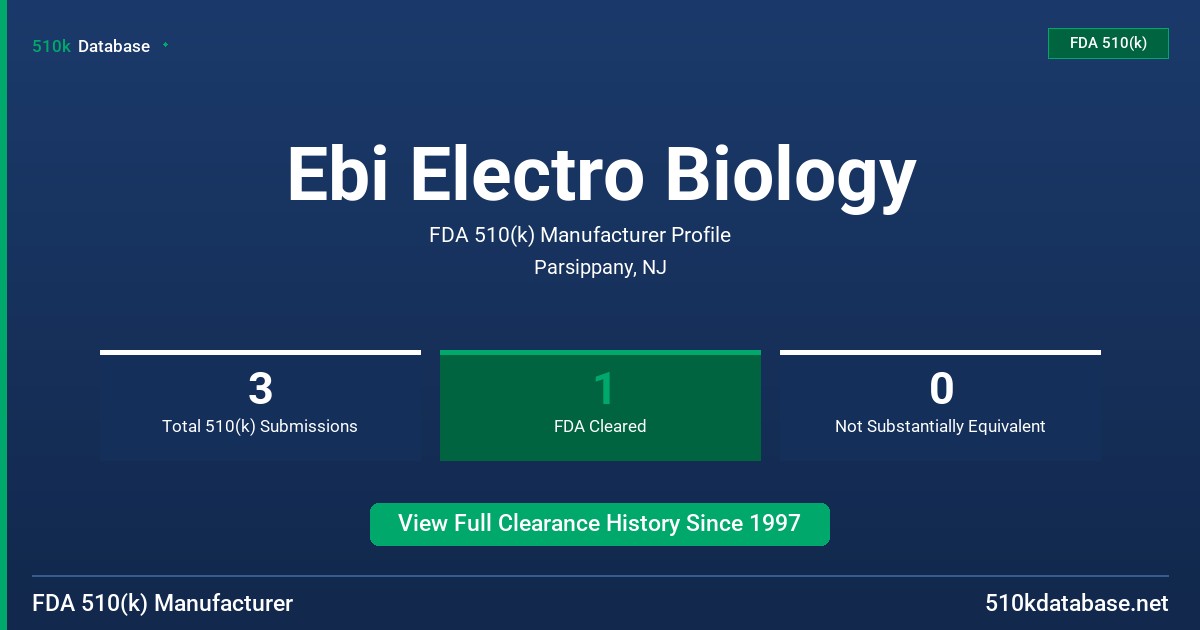 Ebi Electro Biology FDA 510(k) Manufacturer Profile