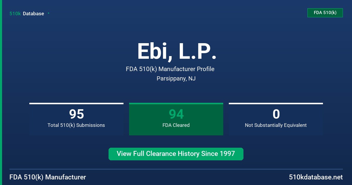 Ebi, L.P. FDA 510(k) Manufacturer Profile