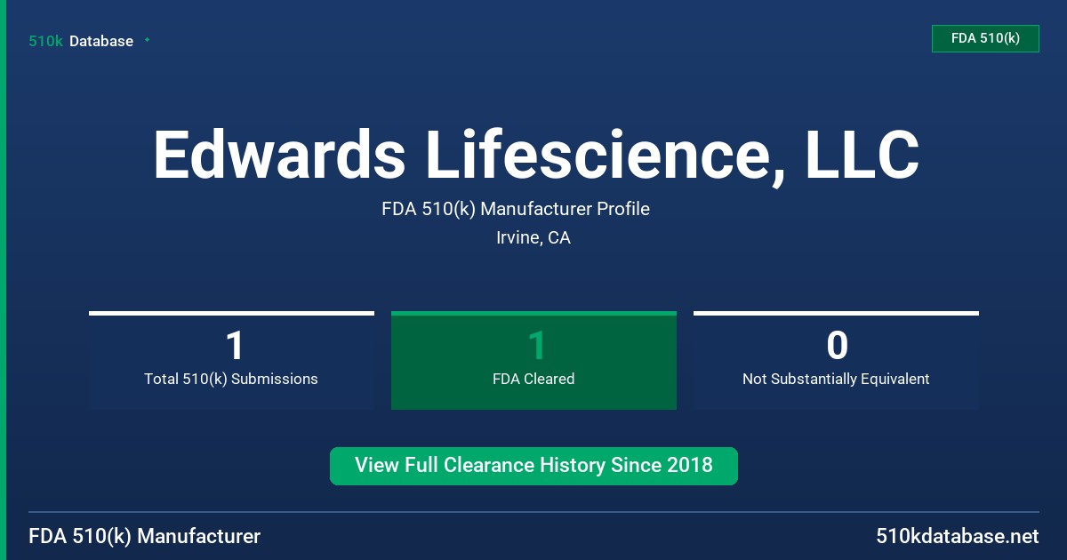 Edwards Lifescience, LLC FDA 510(k) Manufacturer Profile
