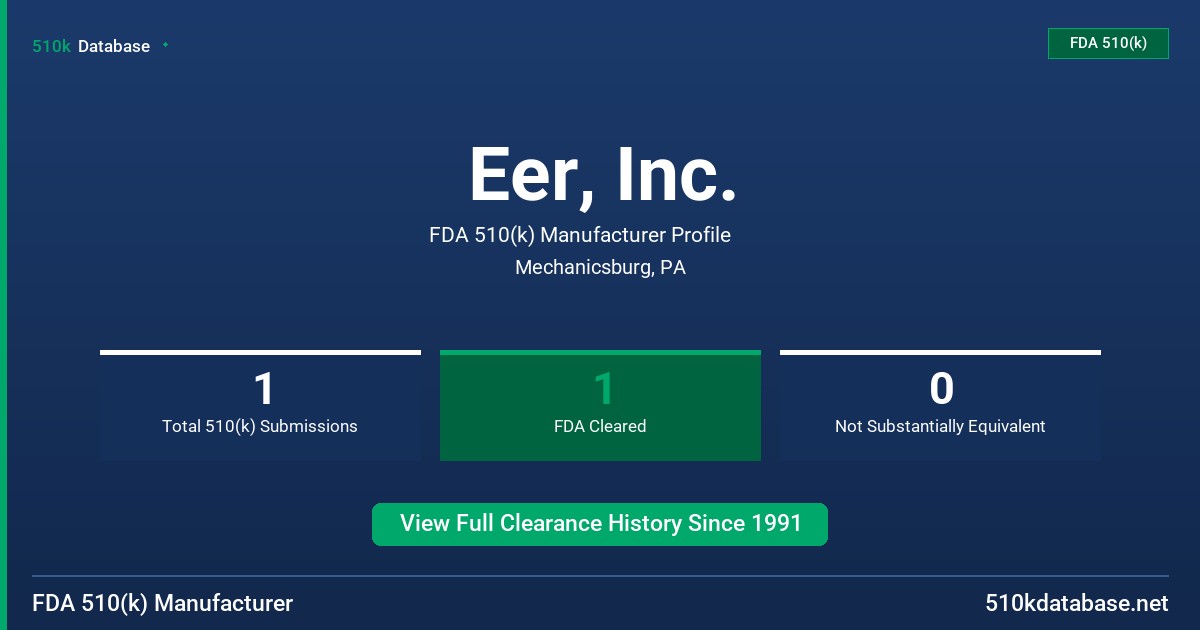 Eer, Inc. FDA 510(k) Manufacturer Profile