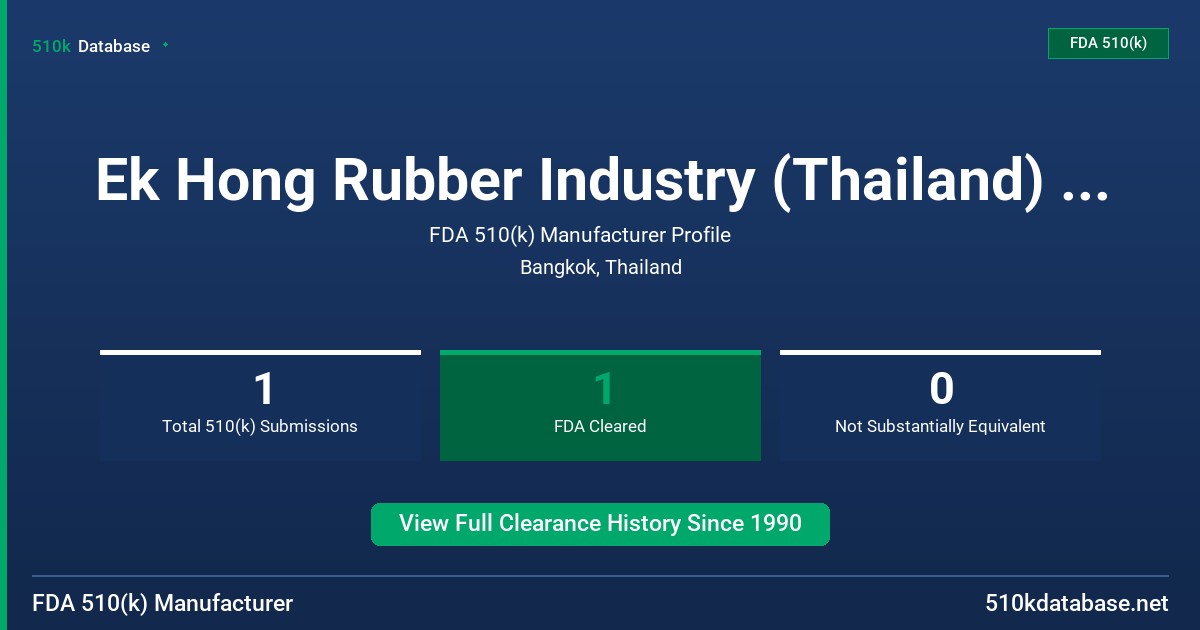 Ek Hong Rubber Industry (Thailand) Co., Ltd. FDA 510(k) Manufacturer Profile