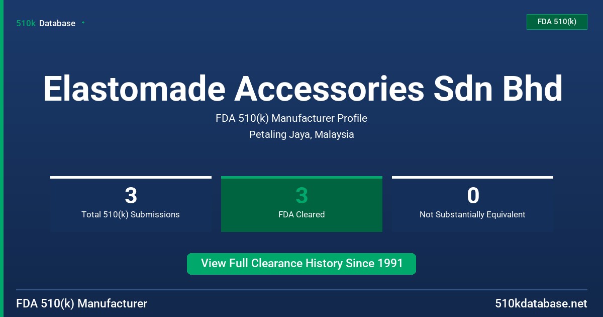 Elastomade Accessories Sdn Bhd FDA 510(k) Manufacturer Profile