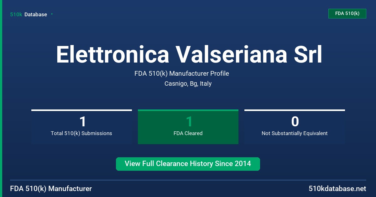 Elettronica Valseriana Srl FDA 510(k) Manufacturer Profile