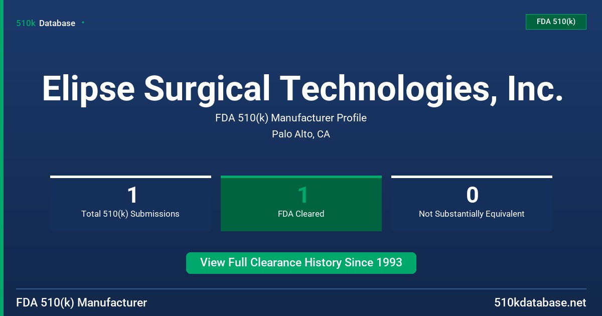 Elipse Surgical Technologies, Inc. FDA 510(k) Manufacturer Profile