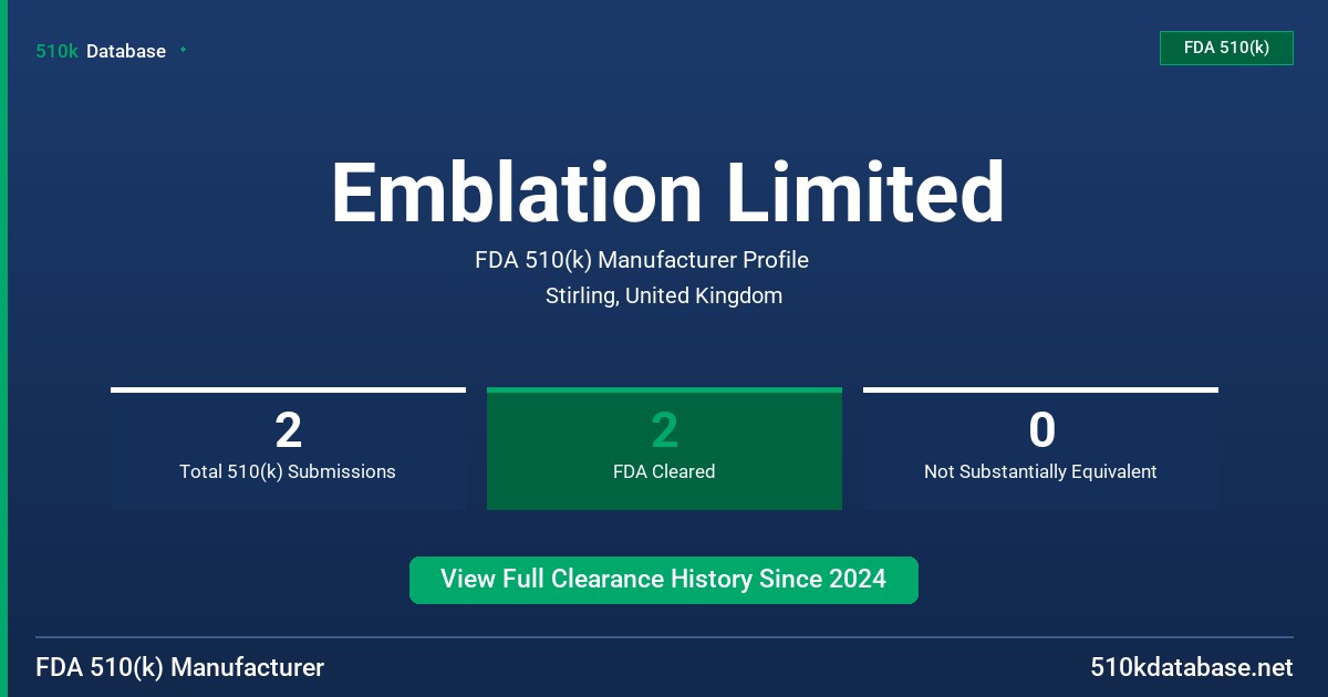 Emblation Limited FDA 510(k) Manufacturer Profile