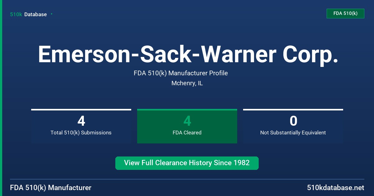 Emerson-Sack-Warner Corp. FDA 510(k) Manufacturer Profile