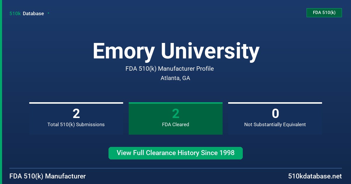 Emory University FDA 510(k) Manufacturer Profile