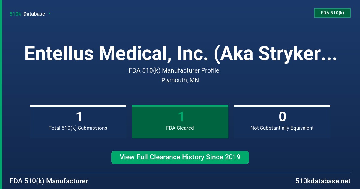 Entellus Medical, Inc. (Aka Stryker Ent) FDA 510(k) Manufacturer Profile