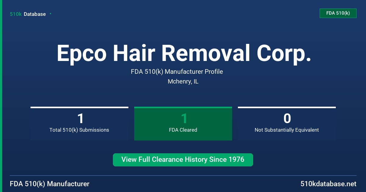 Epco Hair Removal Corp. FDA 510(k) Manufacturer Profile