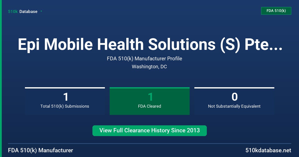 Epi Mobile Health Solutions (S) Pte, Ltd. FDA 510(k) Manufacturer Profile