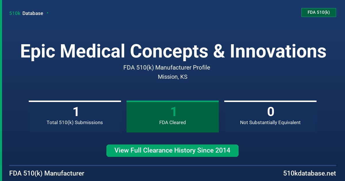 Epic Medical Concepts & Innovations FDA 510(k) Manufacturer Profile