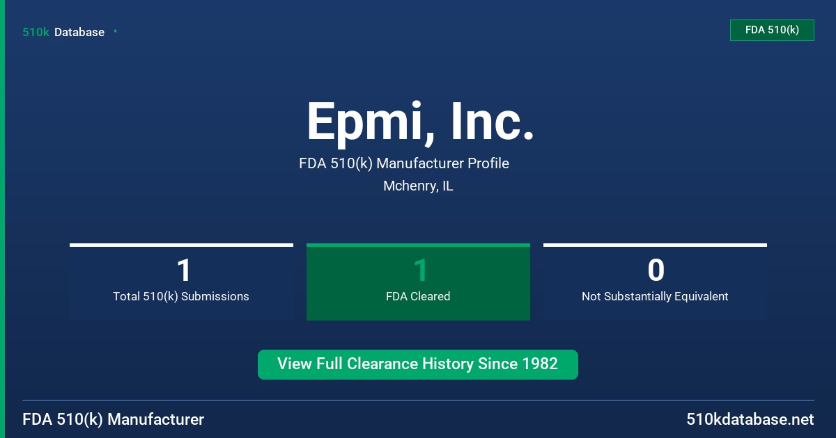 Epmi, Inc. FDA 510(k) Manufacturer Profile